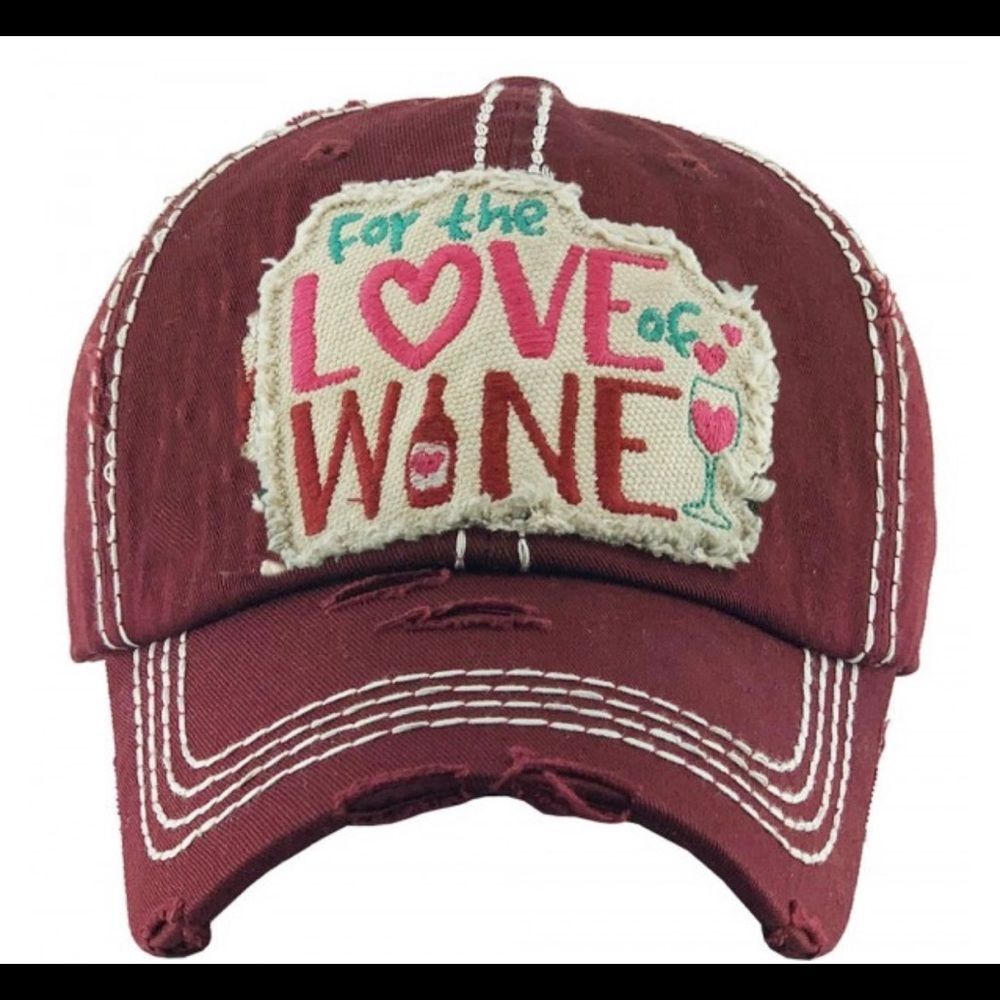 Love Wine distressed baseball hat NWT